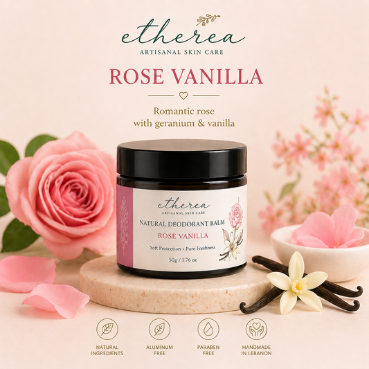 Rose vanilla natural deodorant balm Etherea Lebanon