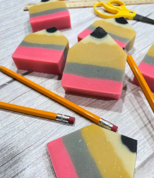 Handmade pencil-shaped glycerin soap scented with vanilla and coffee