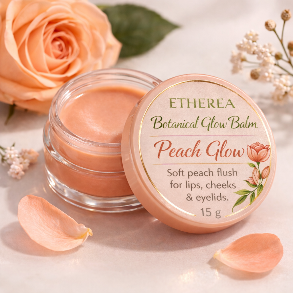 Etherea Peach Glow Botanical Glow Balm peach tinted lip cheek balm