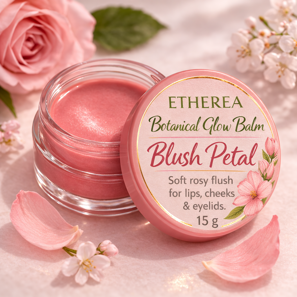 Etherea Blush Petal Botanical Glow Balm soft pink natural tint