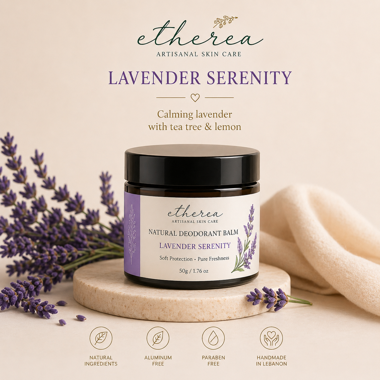 Lavender natural deodorant balm Etherea Lebanon