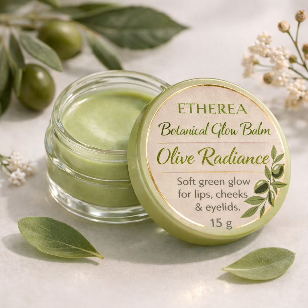 Etherea Olive Radiance Botanical Glow Balm green tinted natural balm